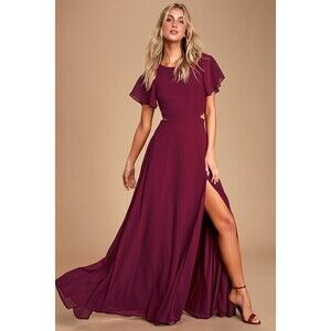 Lulus Garden Bliss Burgundy Cutout Maxi Dress Red - Size S